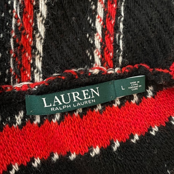 Lauren Ralph Lauren Striped Robe Style Sweater Cardigan w belt Wool blend size L - Picture 4 of 12